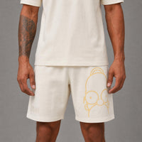 Fm30426 Simpsons-D'oh- Mens Fleece Loose Fit Short - Eggshell
