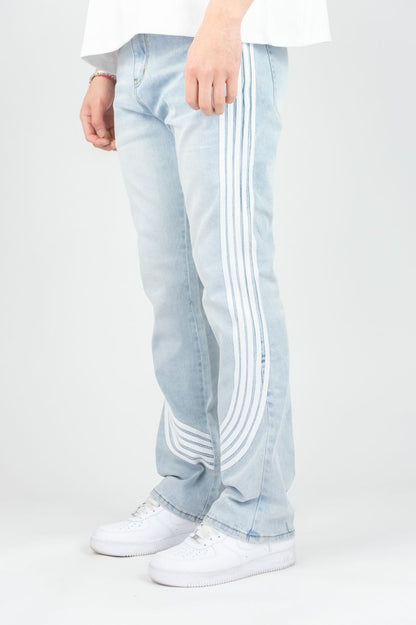 Bent Tape Flared fit Jeans-Light Indigo