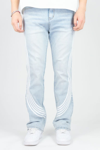 Bent Tape Flared fit Jeans-Light Indigo