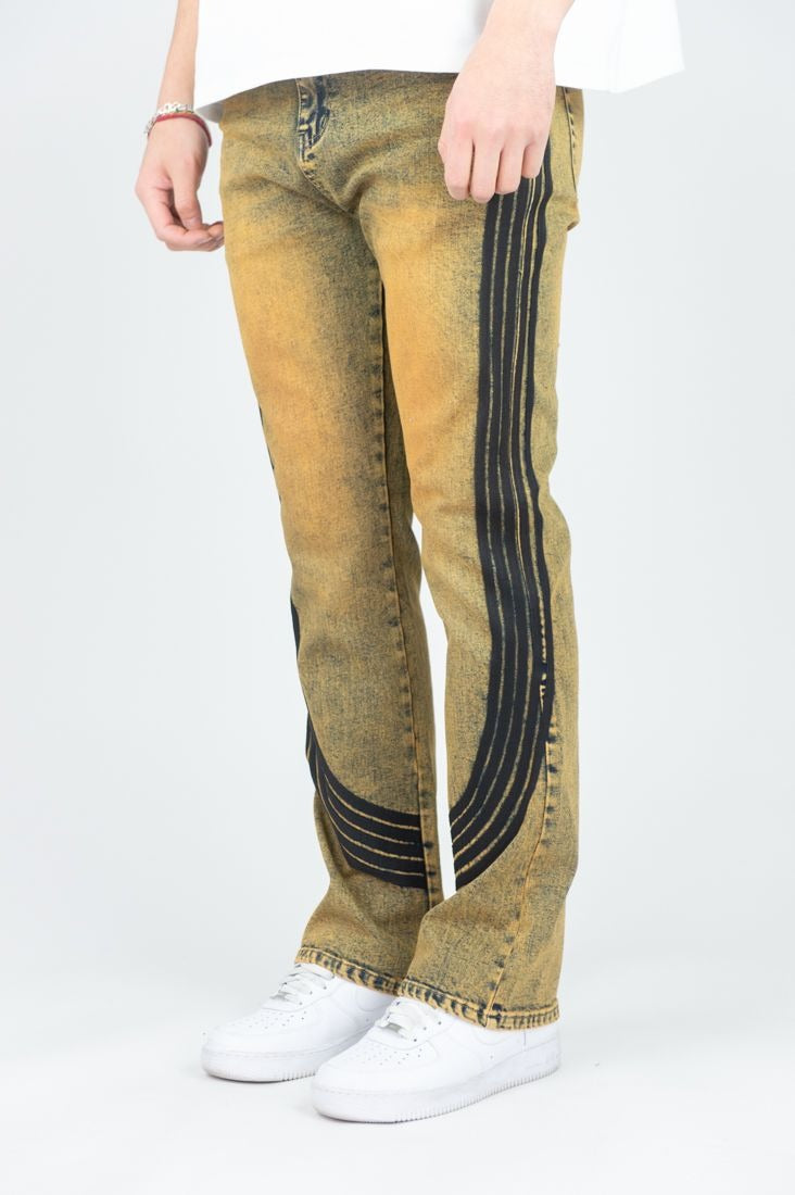 Bent Tape Flared Fit Jeans - Rust