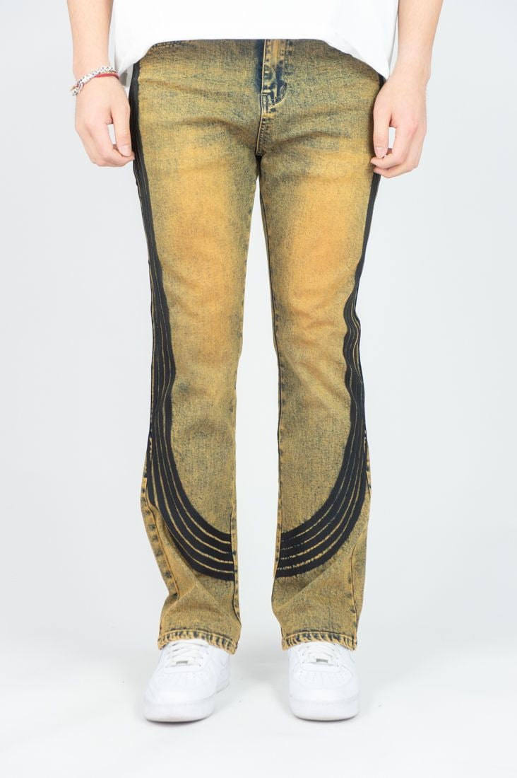 Bent Tape Flared Fit Jeans - Rust