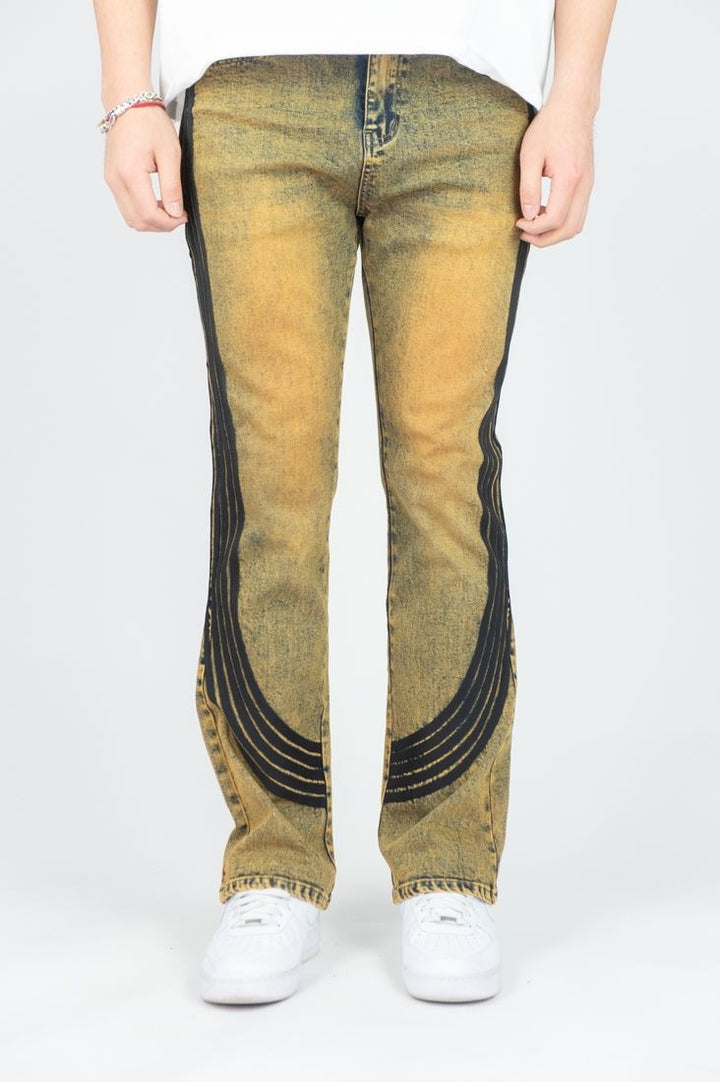 Bent Tape Flared Fit Jeans - Rust