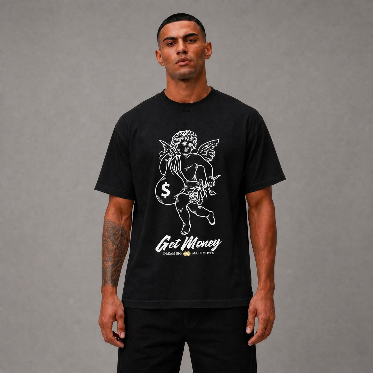 Get Money Angel Printed Tee - Black