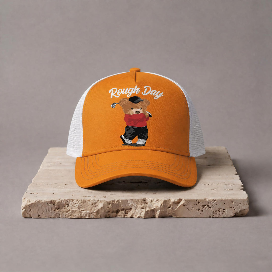 Golfer Bear Mustard Trucker Hat