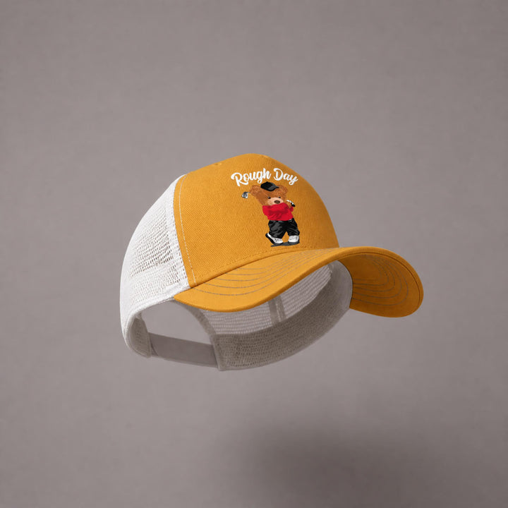 Golfer Bear Mustard Trucker Hat