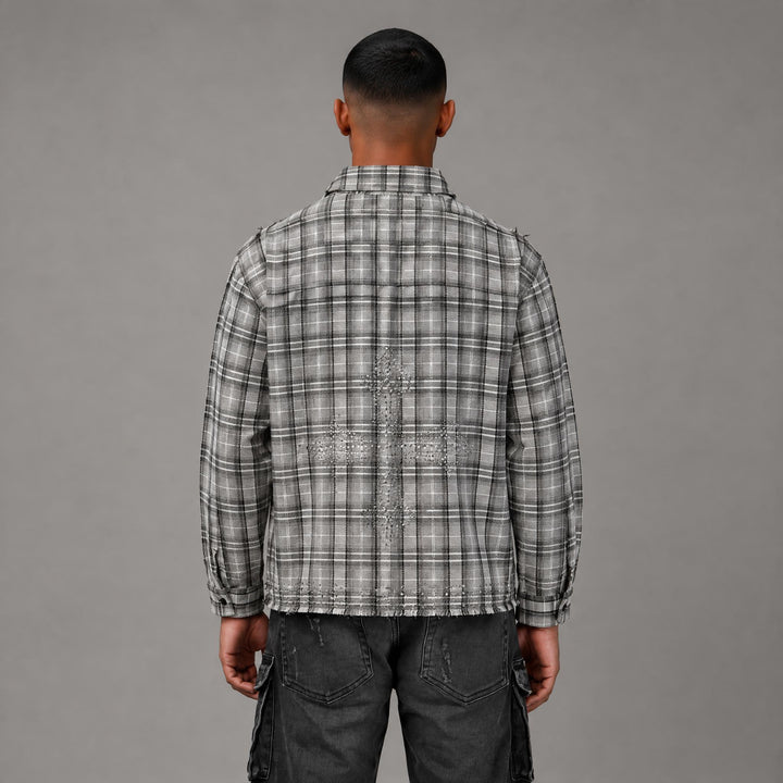 Graphic Plaid Button Up Shirt - Men&