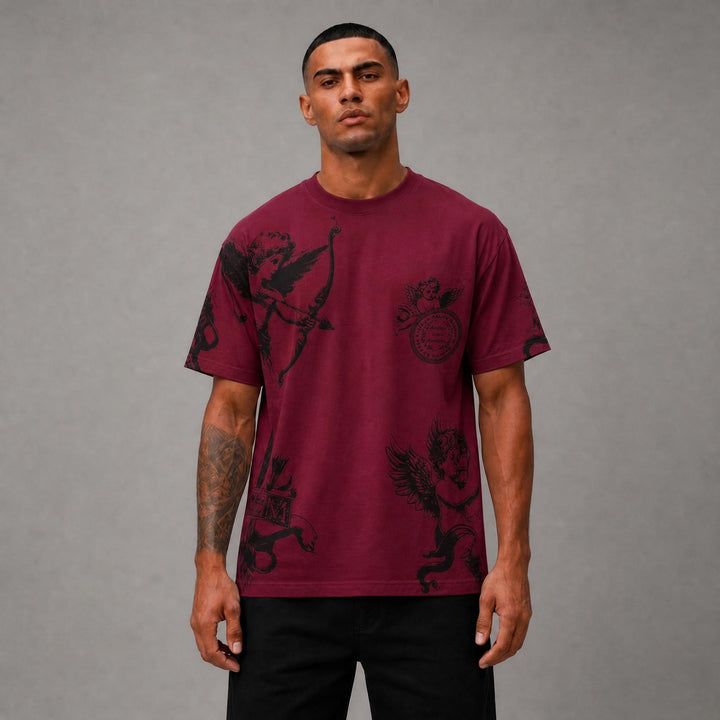 Guardian Angel Oversized Tee - Burgundy