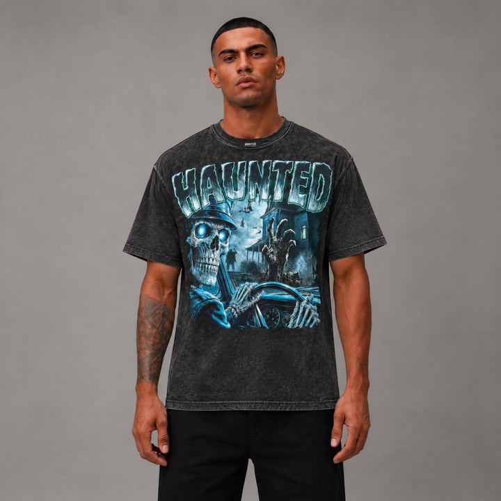 HAUNTED DIGITAL OVERSIZED CROP TEE