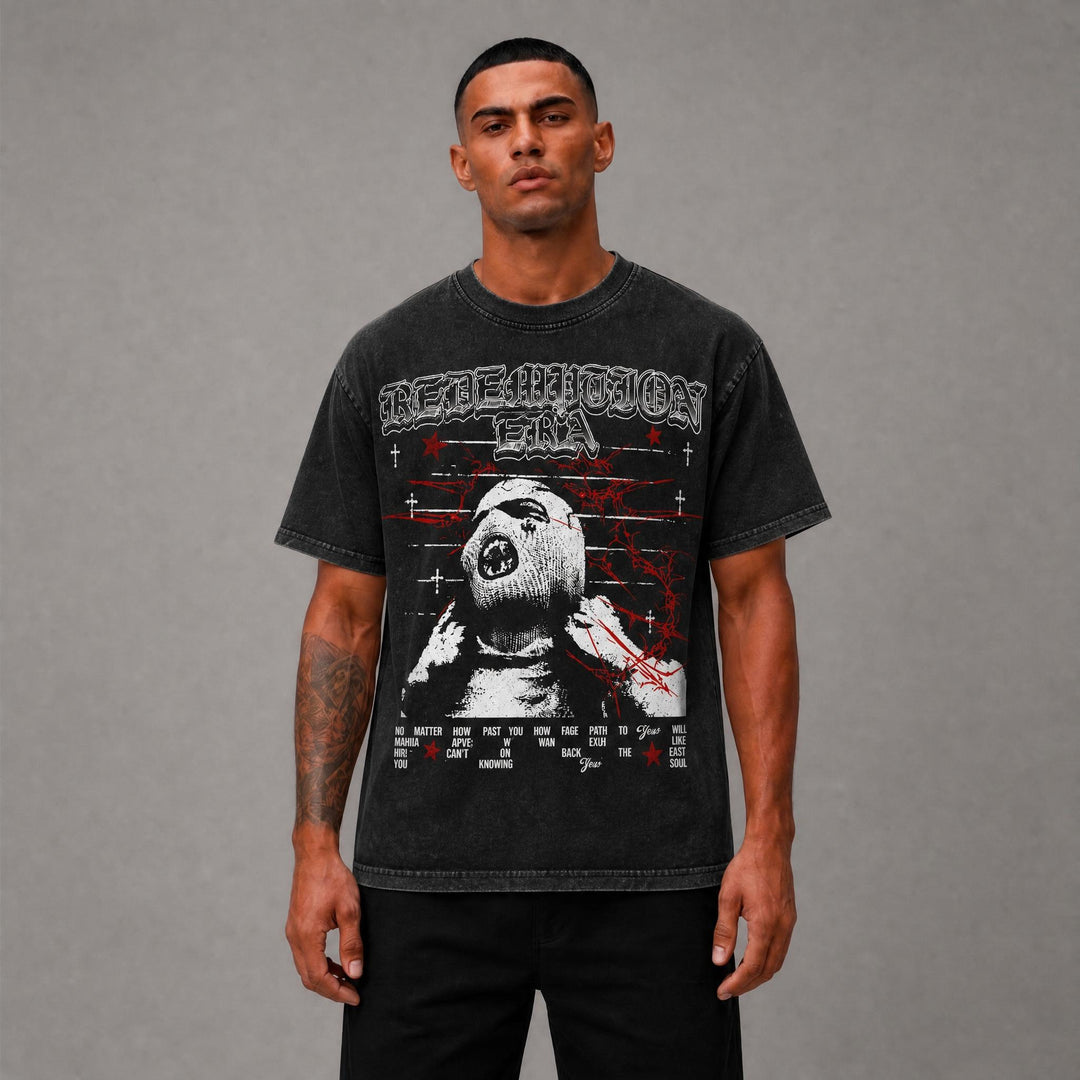 Headen Cropped Tee - Black Acid Wash