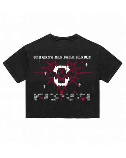 Headen Cropped Tee - Black Acid Wash