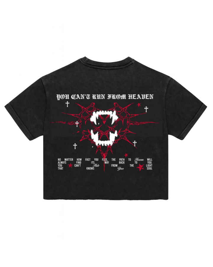 Headen Cropped Tee - Black Acid Wash