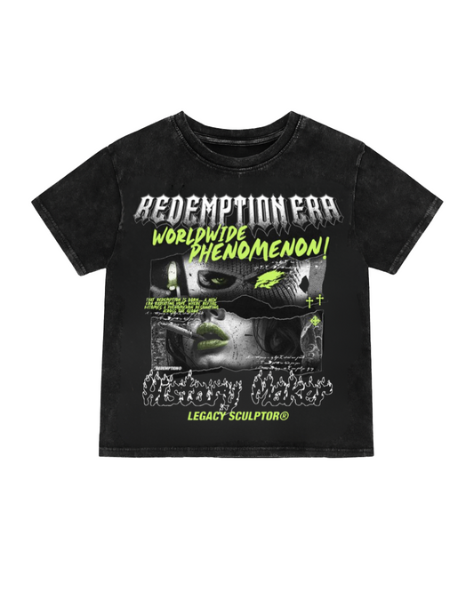 History Maker Cropped Tee - Black Acid Wash