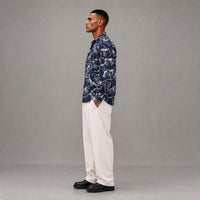 Horses Button Down - Navy Blue
