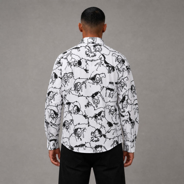 Horses Button Down - White