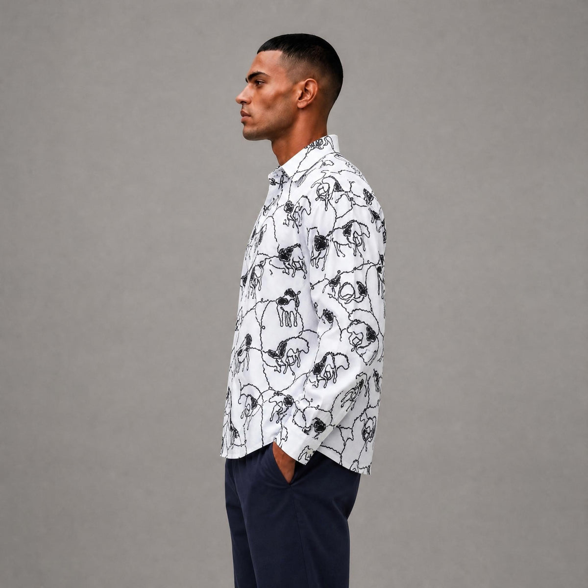 Horses Button Down - White