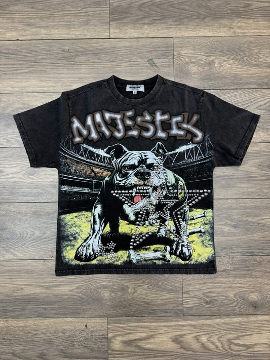 Majestik Lion Bulldog Fitted Tee - Acid Washed