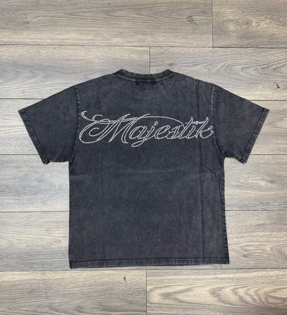 Majestik Brain Culture Fitted Tee - Acid Washed