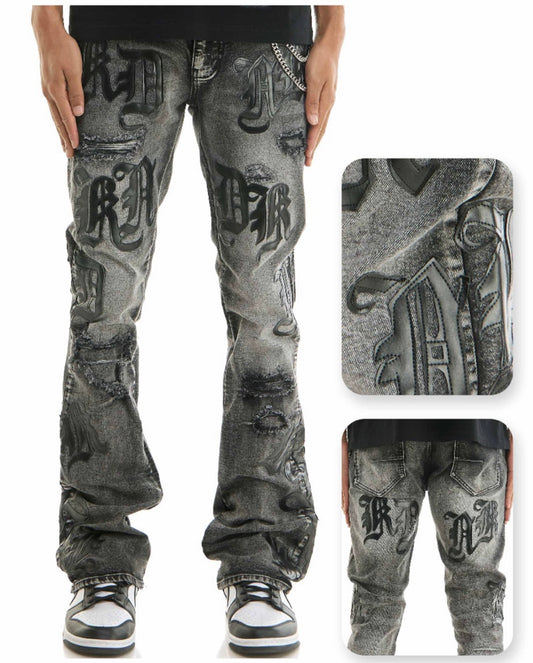 KDNK Lettering Jeans - Grey