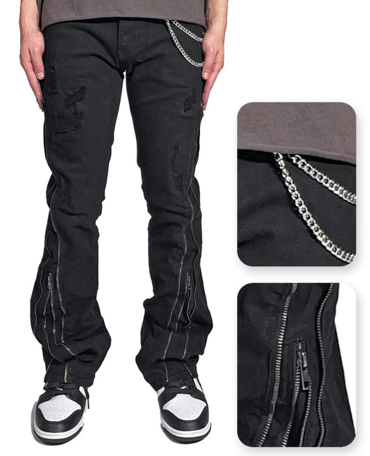 Double Zipper Jeans - Black