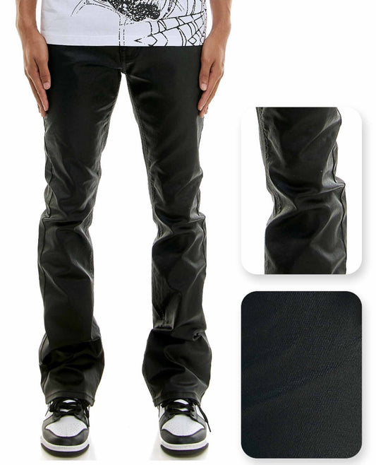 Waxed Denim Jeans - Black