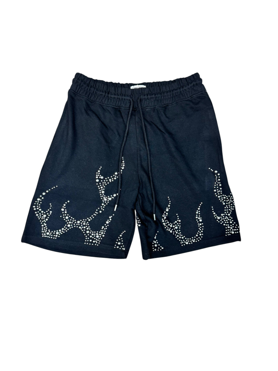 Flame French Terry Shorts "Studded" - Black