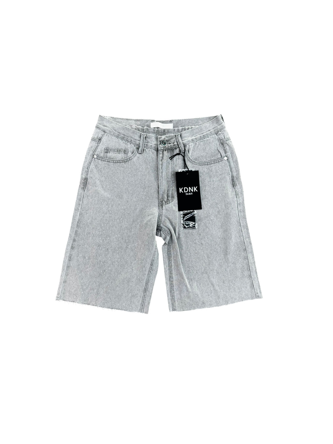 Rhinestone Jorts - Light Grey