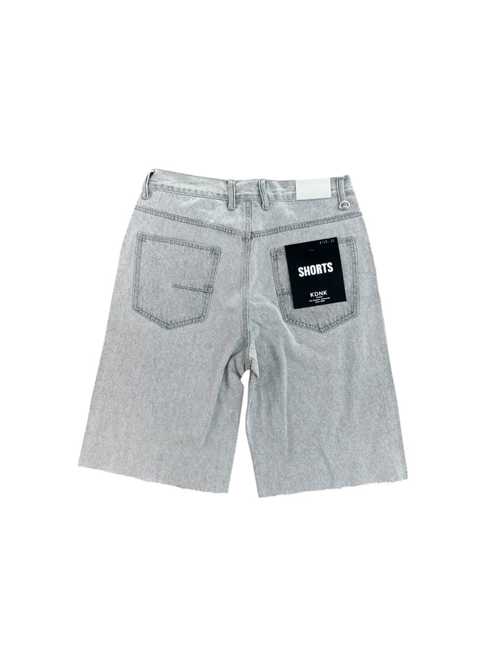 Rhinestone Jorts - Light Grey