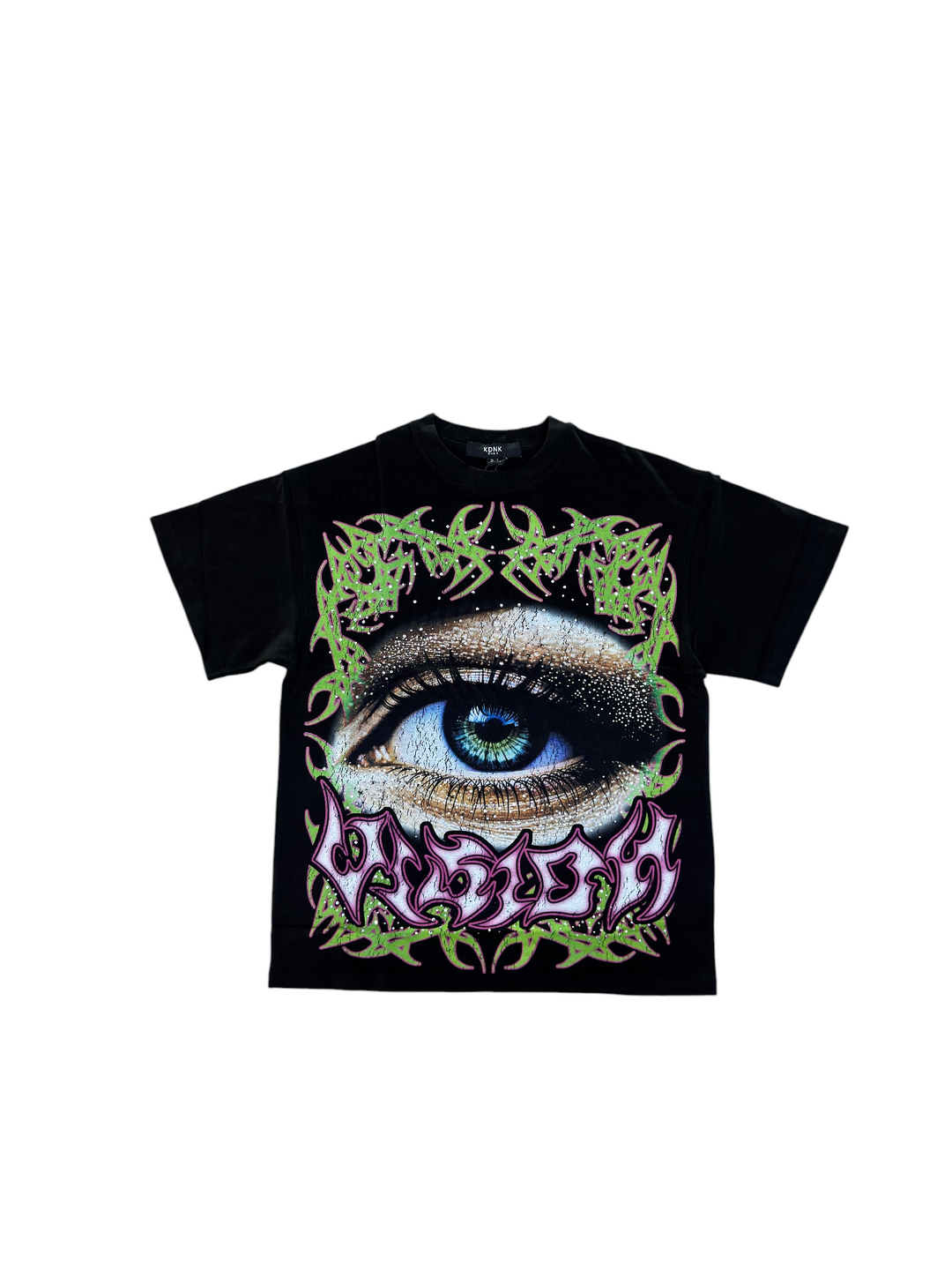 Eye Rhinestone Graphic Tee - Black