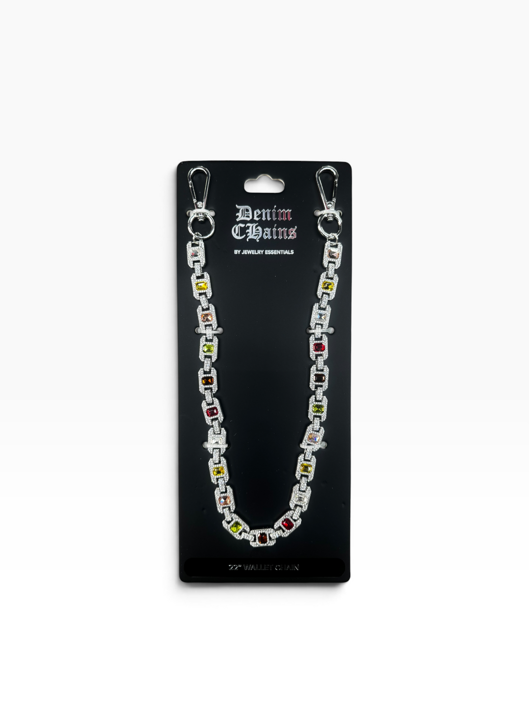 Iced Gemstone Wallet Chain - Silver