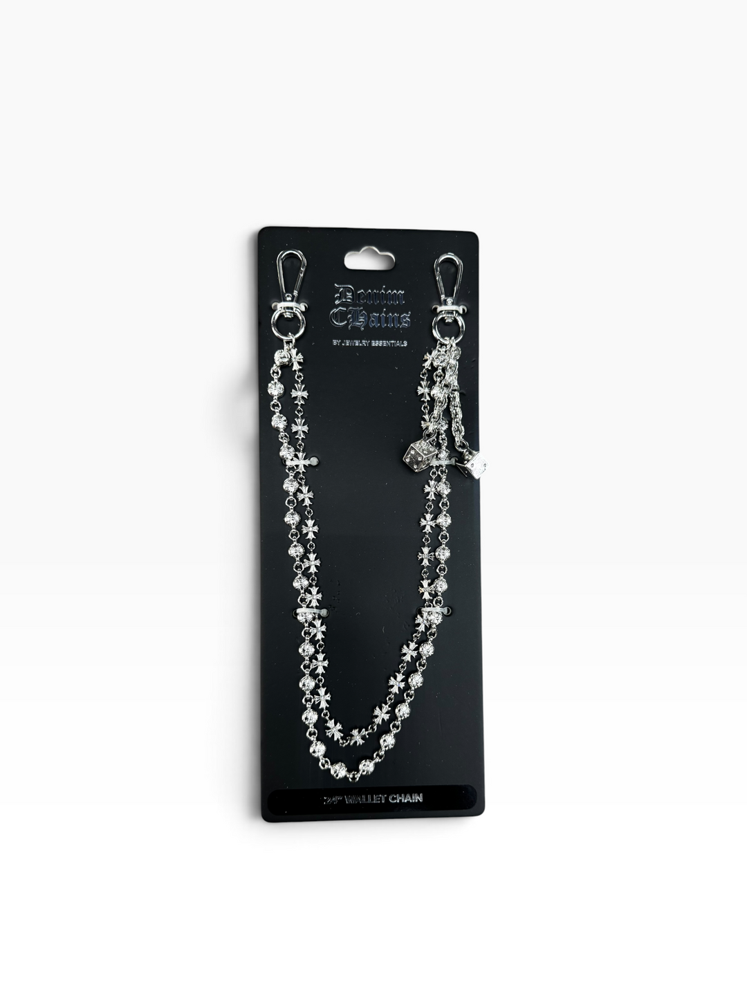 Dice Double Layered Wallet Chain - Silver