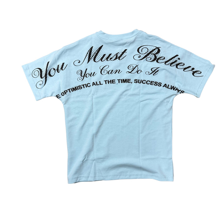 You Must Believe Graphic Tee - Baby Blue