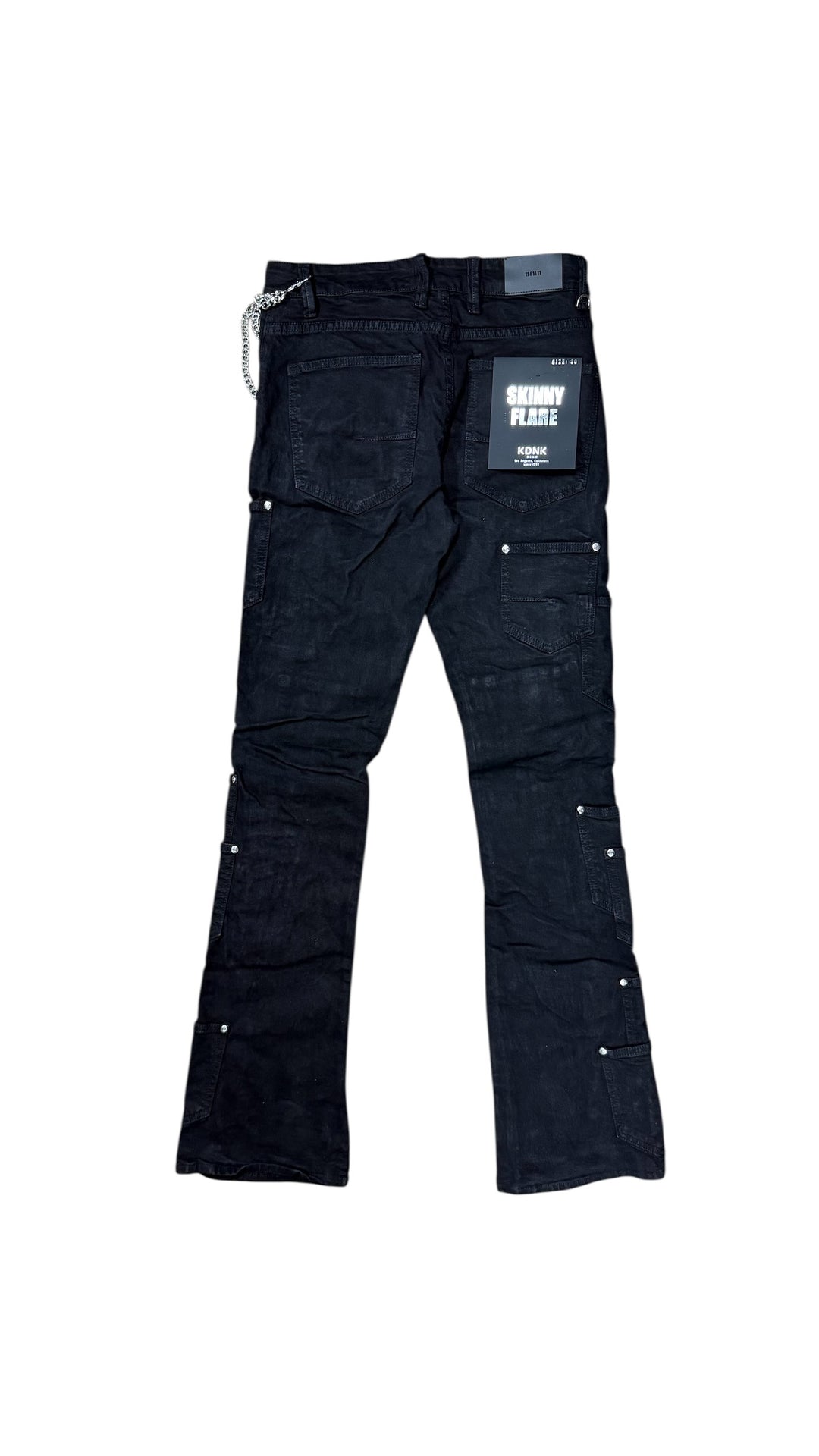 Multi Pocket Stacked Jeans - Black