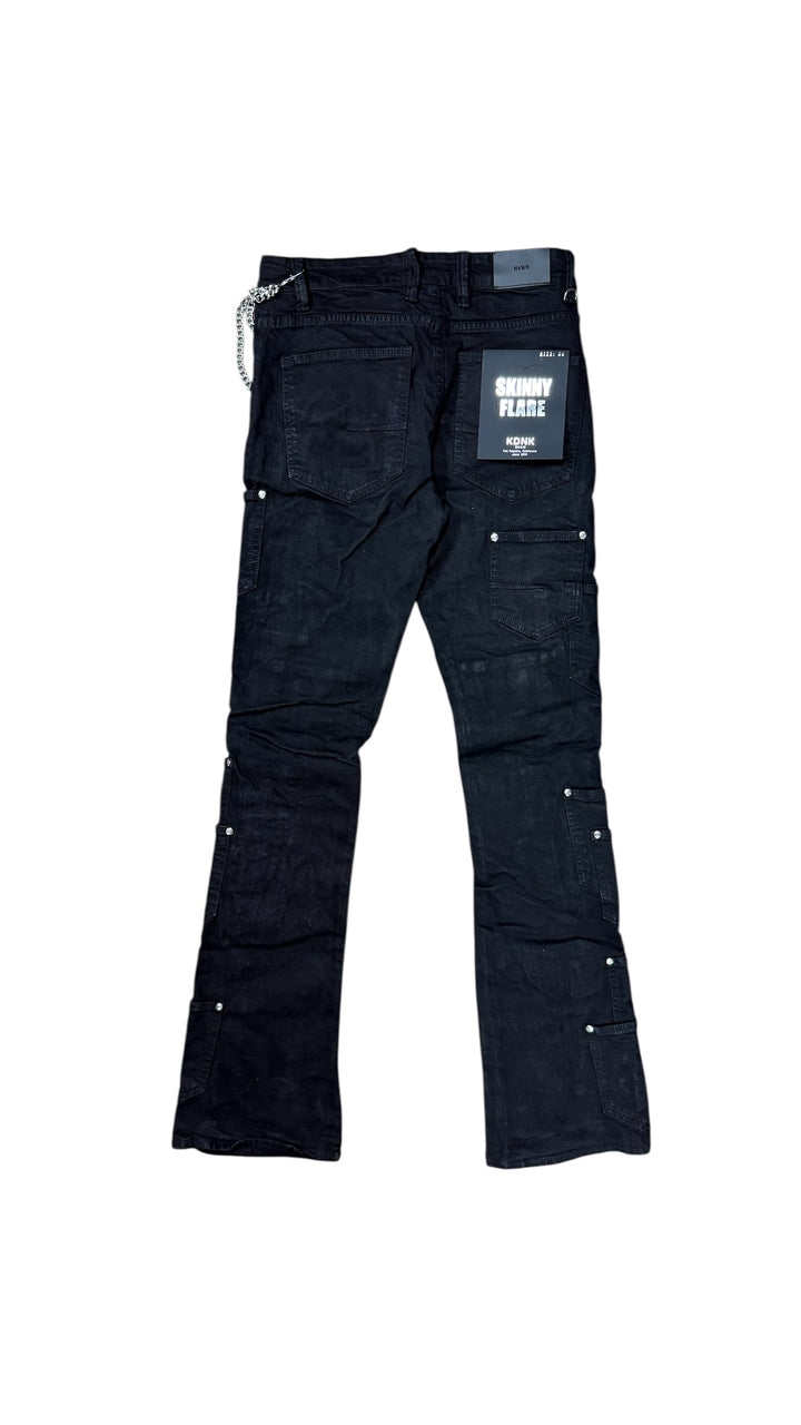 Multi Pocket Stacked Jeans - Black