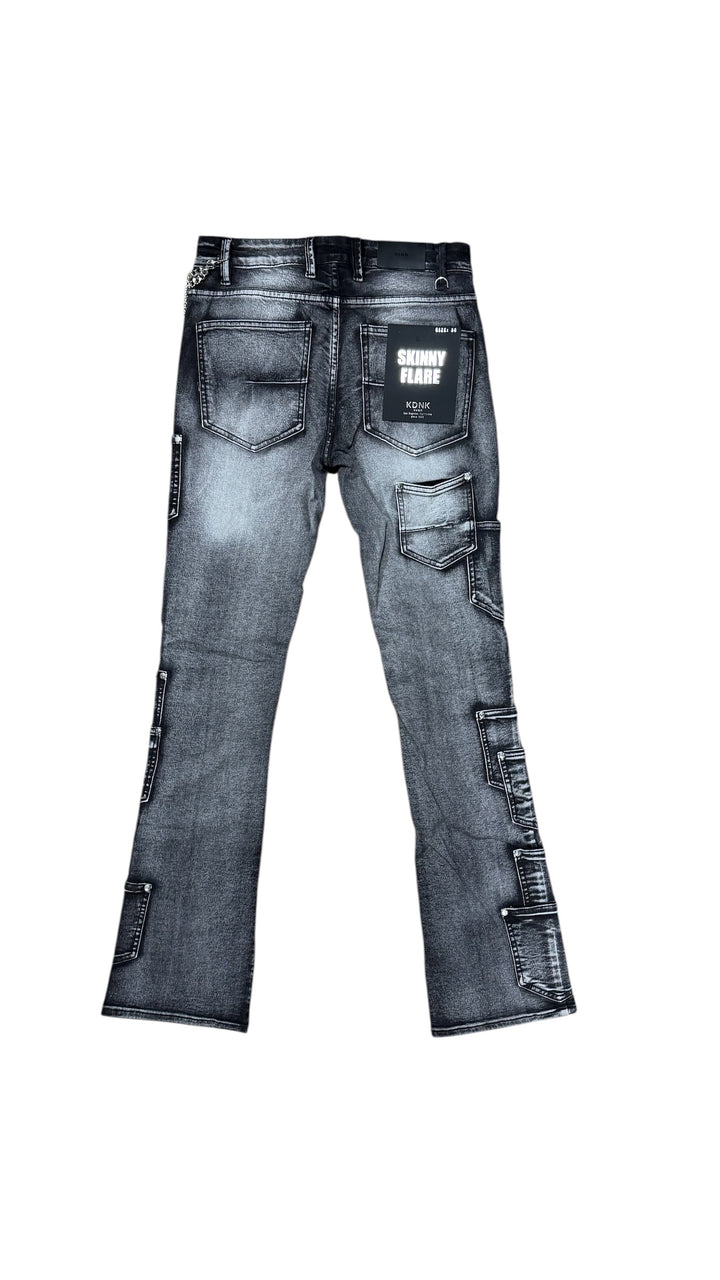 Multi Pocket Stacked Jeans - Wash Grey