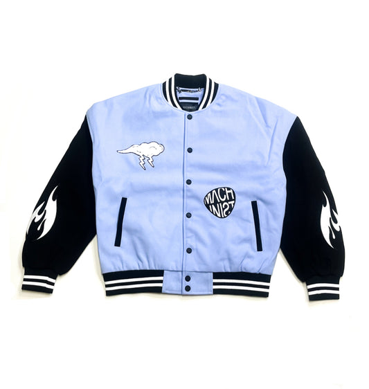 Cold Tone Bomber Jacket - Light Blue