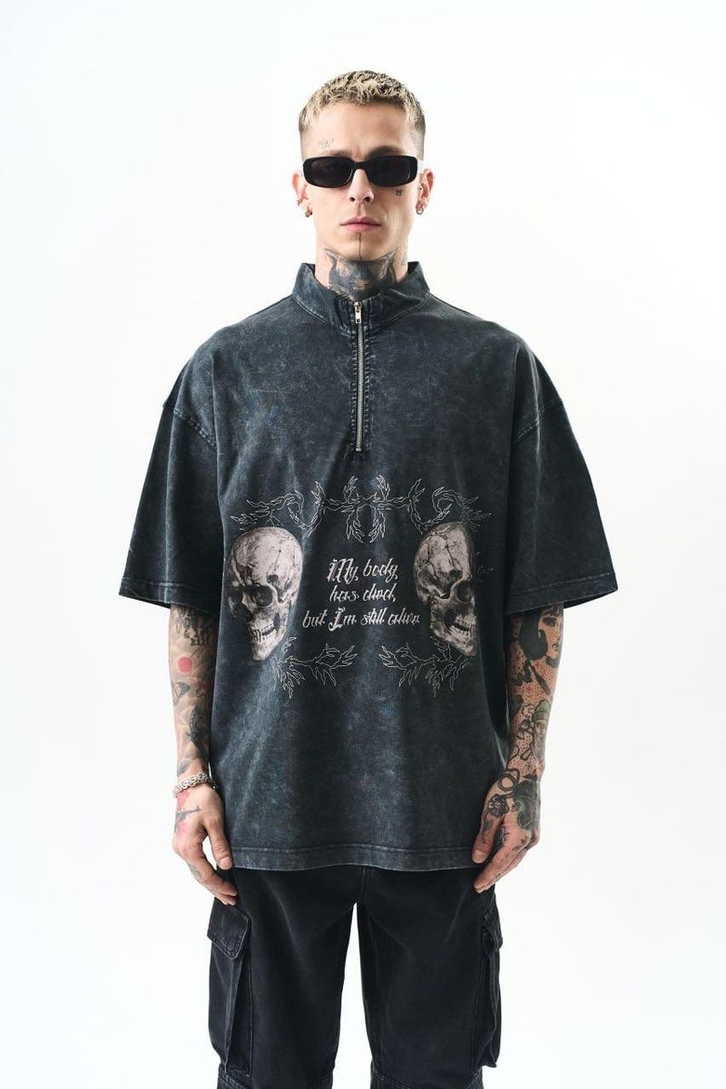 I'm Still Alive Oversized Tee - Dark Gray