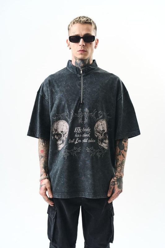 I'm Still Alive Oversized Tee - Dark Gray