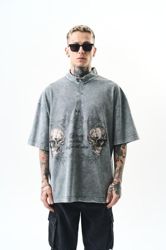 I'm Still Alive Oversized Tee - Light Gray