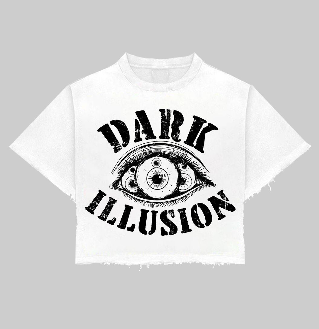 Illusions Eye Cropped Tee - White