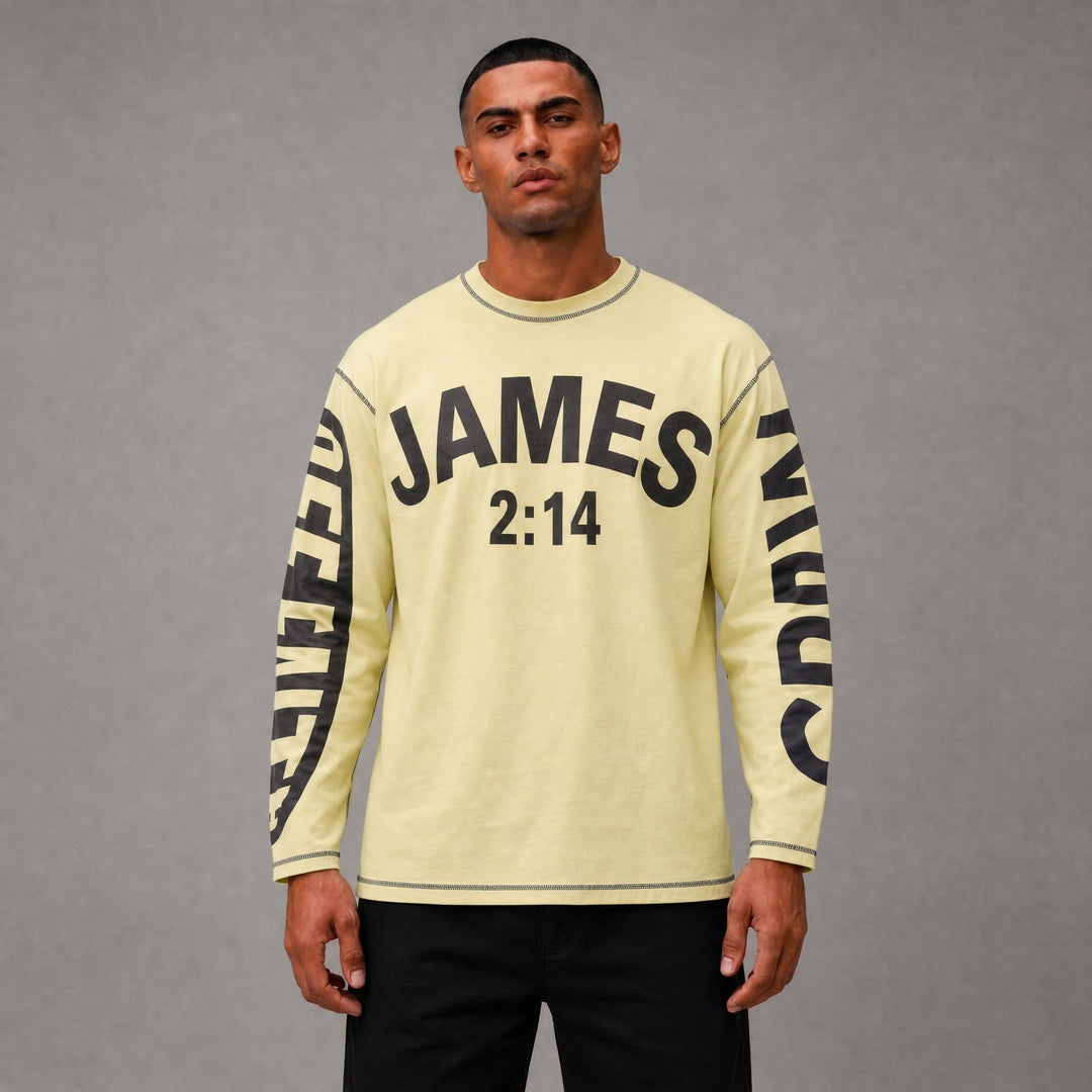 James 2:14 Heavyweight T-Shirt- Pale Yellow