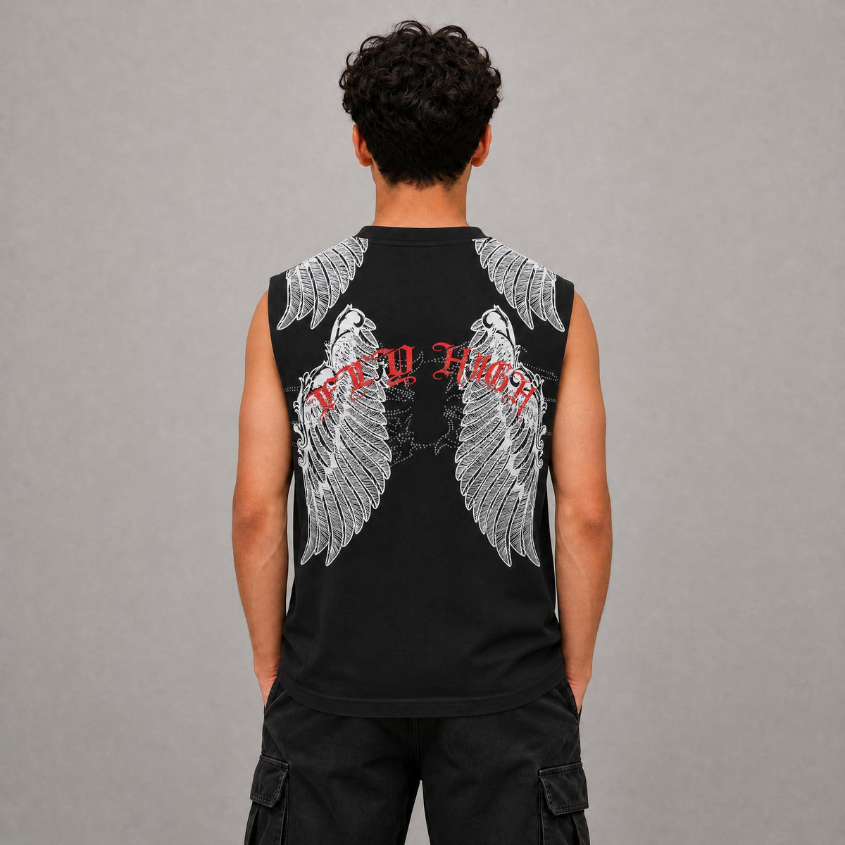 Kid's Muscle Tee "Fly High" - Black