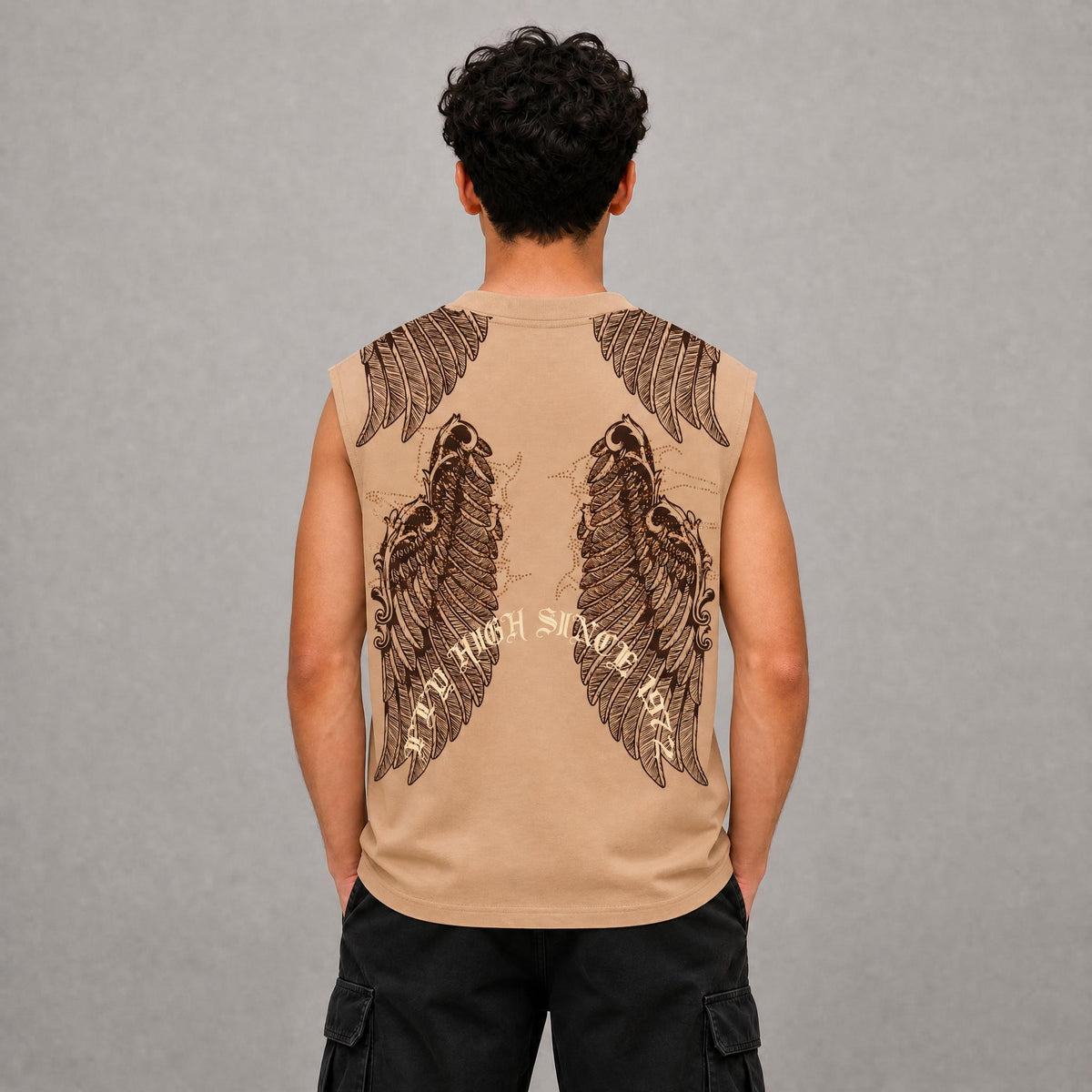 Kid's Muscle Tee "Fly High" - Sand
