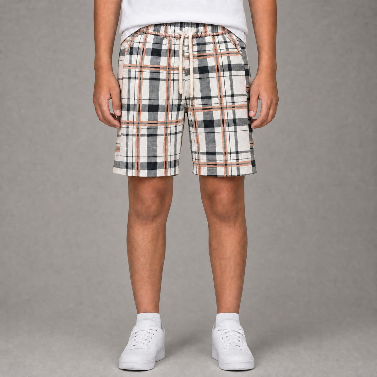 Kids Flannel Shorts - Beige
