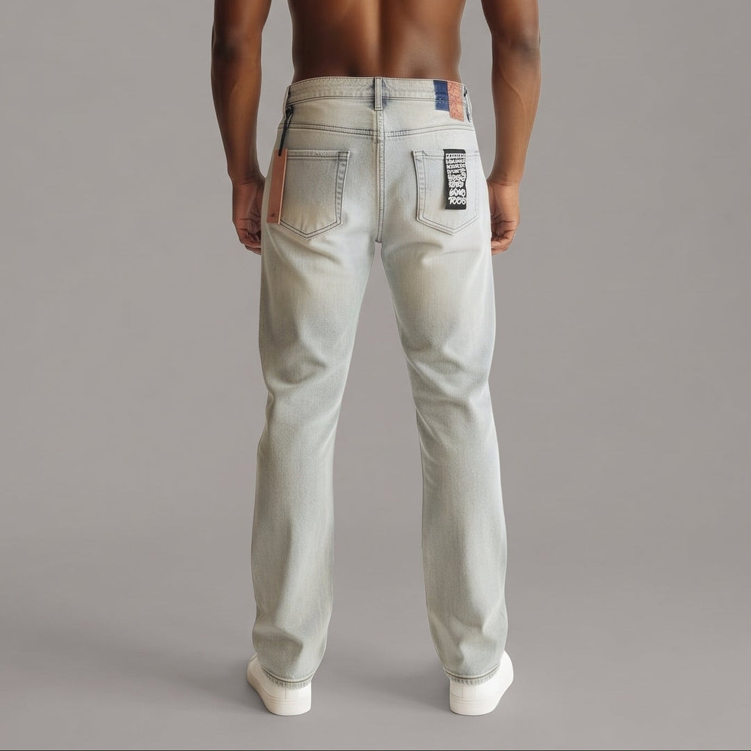 Ksubi Logo Slim Cut Denim - Light Blue