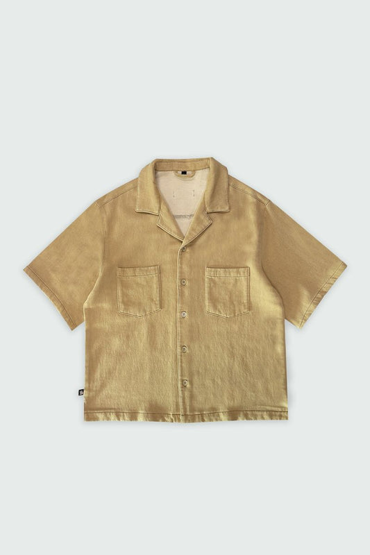 Lord Button Down Cropped Tee - Taupe