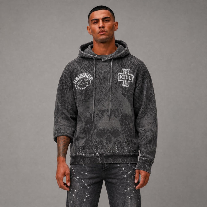 Legends Street Cropped Hoodie - Grey