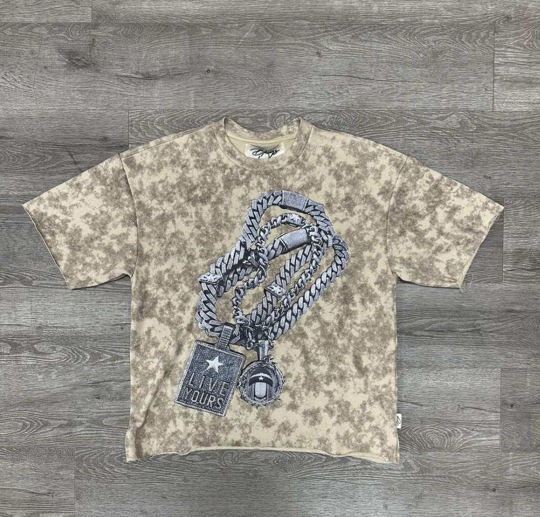 Live Your Life Cropped Tee - Washed Beige
