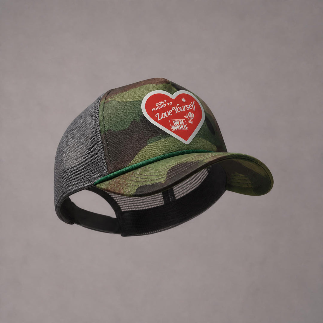 MUKA S5409 Camo Love Yourself Trucker Hat