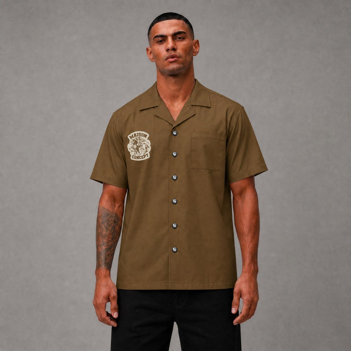 Maison Cropped Button Up - Brown