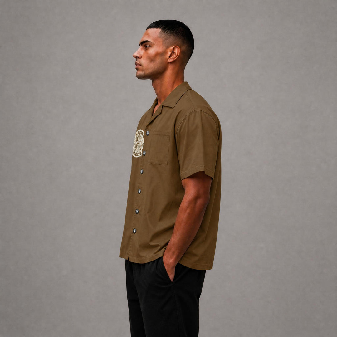 Maison Cropped Button Up - Brown